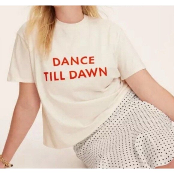 Kate Spade x Target Dance Till Dawn T-Shirt Womens XXL Ivory Graphic Tee New - Picture 1 of 10